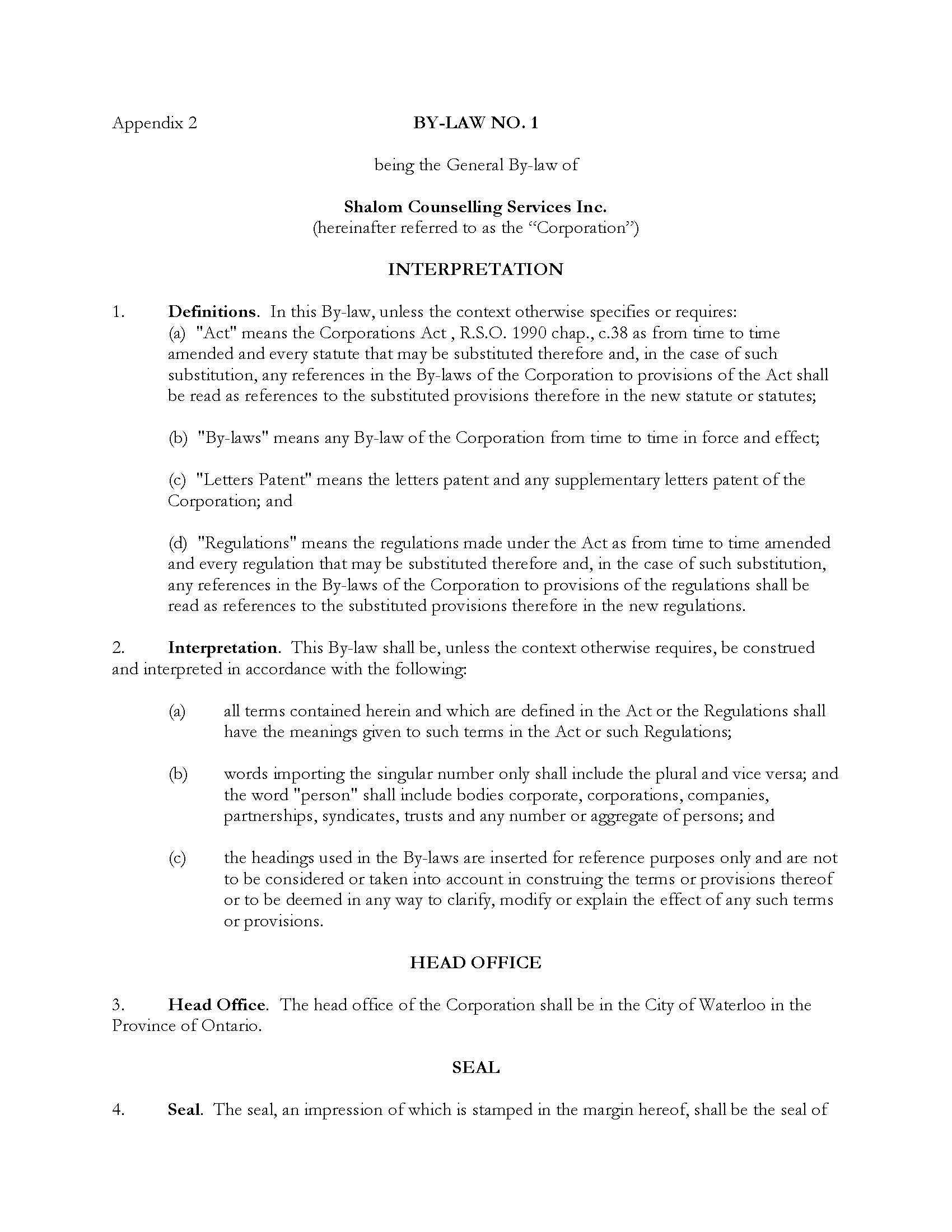 Previous Shalom Bylaws pg 1