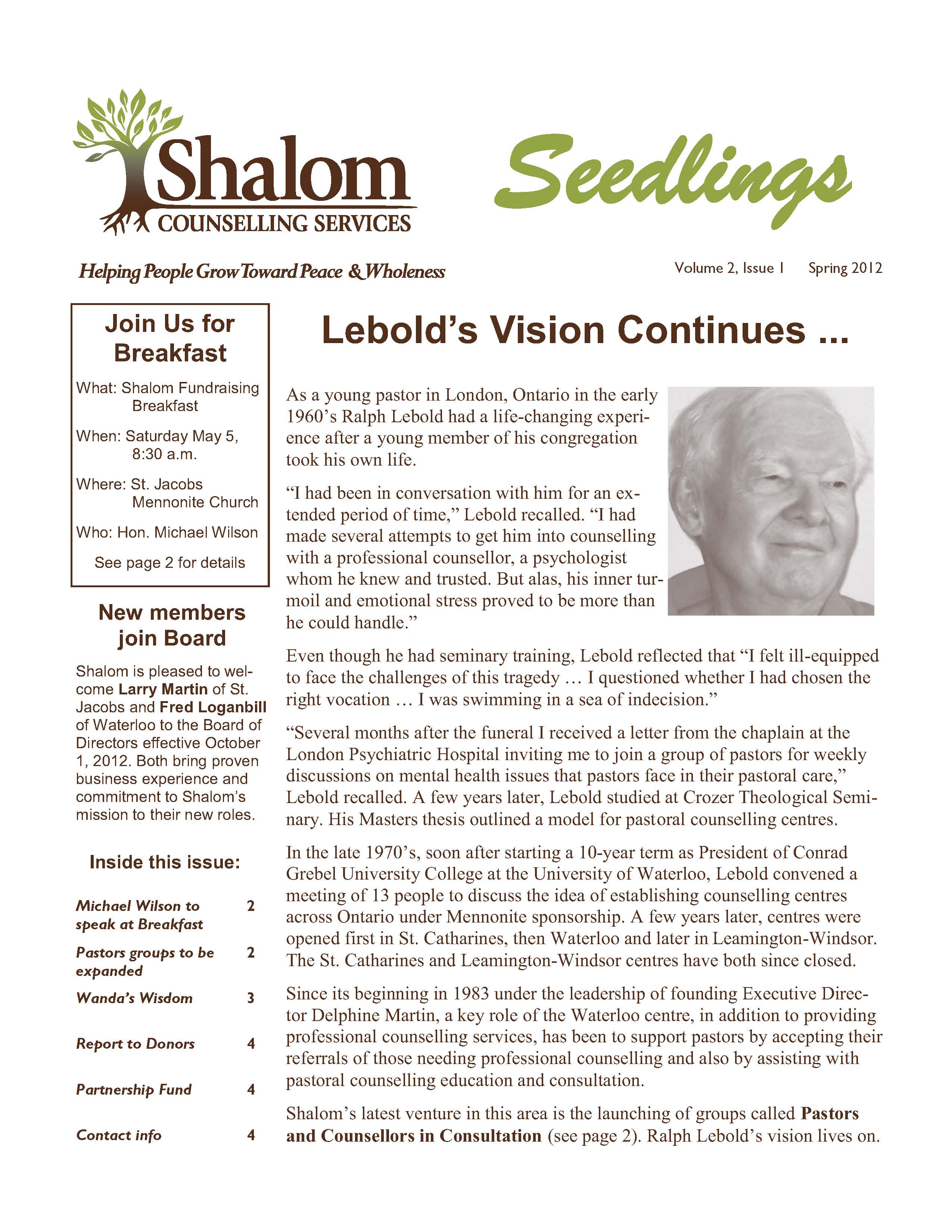 Spring 2012 Seedlings Newsletter