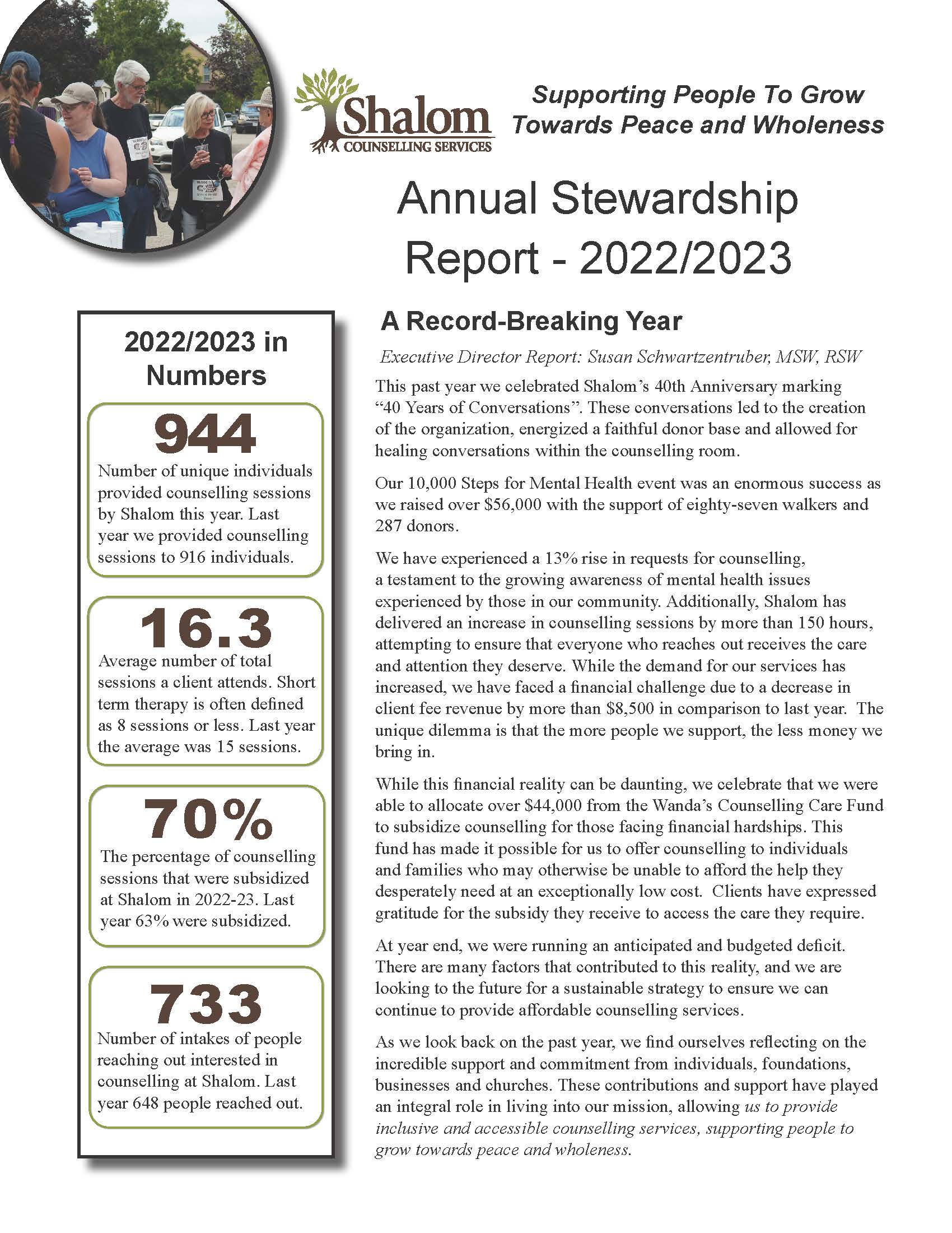 2022/2023 Annual Report First Page